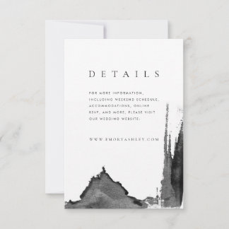 Modern Black + White Ink Wedding Detail Enclosure  Invitation