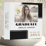 Modern Black White Keepsake Graduate Photo Album Binder<br><div class="desc">Modern Black White Keepsake Graduate Photo Album. A modern black and white personalized graduation photo album with bold fonts is the perfect way to capture and celebrate the momentous occasion of completing the academic journey. The sleek, minimalist design of the album and the contrast between the black and white tones...</div>