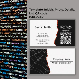 Modern Black & White  Landscape Web Designer Business Card