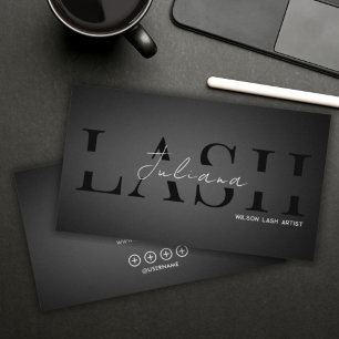 Modern Black & White Lash Tech, Nail Artist, Hair Business Card