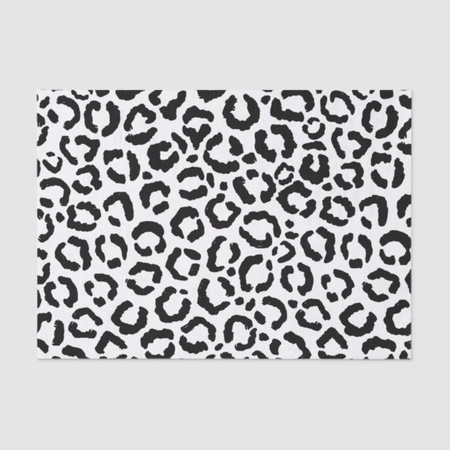 Modern Black White Leopard Animal Print Pattern Tissue Paper (Front)