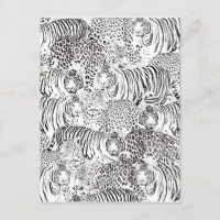 Modern Black White Leopard Tiger Animals