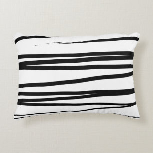 Modern Black & White Lines Abstract Art Accent Pillow