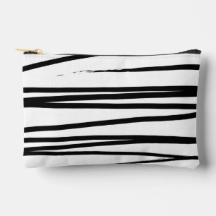 Modern Black & White Lines Abstract Art  Accessory Pouch