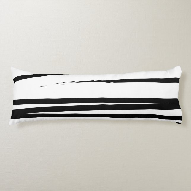 Modern Black & White Lines Abstract Art Body Pillow (Front)