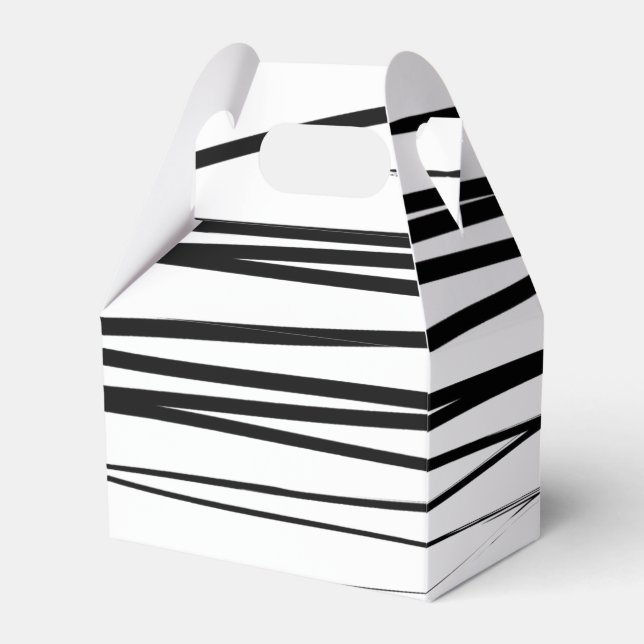 Modern Black & White Lines Abstract Art  Favor Box (Front Side)