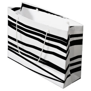 Modern Black & White Lines Abstract Art  Large Gift Bag