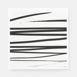 Modern Black & White Lines Abstract Art    Napkin