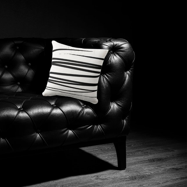 Modern Black & White Lines Abstract Art  Throw Pillow (Creator Uploaded)
