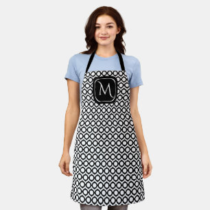 Modern Black White Linked Rings Apron