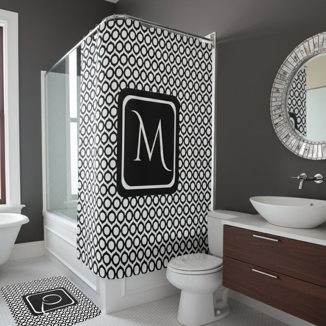 Modern Black White Linked Rings Monogram (Creator Uploaded)