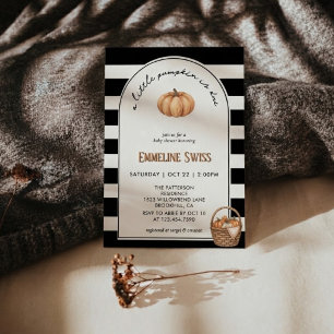 Modern Black & White Little Pumpkin Baby Shower Invitation