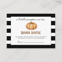 Modern Black & White Little Pumpkin Diaper Raffle