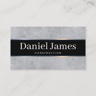 Modern Black White Marble Construction Business  Card