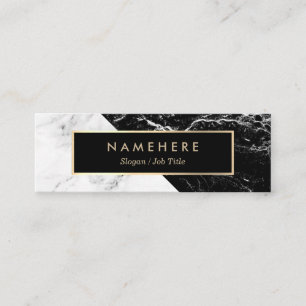 Modern Black White Marble Gold Mini Business Card