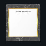 Modern black white marble monogram name notepad<br><div class="desc">Modern stylish black and white marble pattern and golden frame personalized notepad.
You can add your own name or text and monogram.</div>