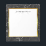 Modern black white marble monogram name notepad<br><div class="desc">Modern stylish black and white marble pattern and golden frame personalized notepad.
You can add your own name or text and monogram.</div>