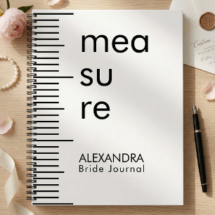 Modern Black White Measure Bride Wedding  Notebook