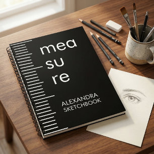 Modern Black White Measure Sketchbook Notebook