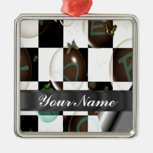 Modern black & white metal ornament