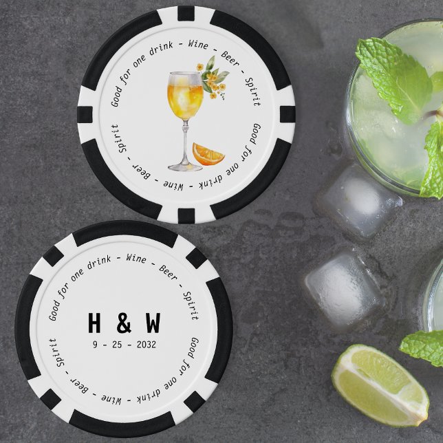 Modern Black White Mimosa Drink Voucher Wedding Poker Chips (Modern Black White Mimosa Drink Voucher Wedding Poker Chips)