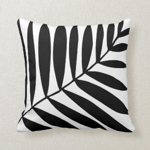 Modern Black White Minimal Botanical Plant Palm Throw Pillow