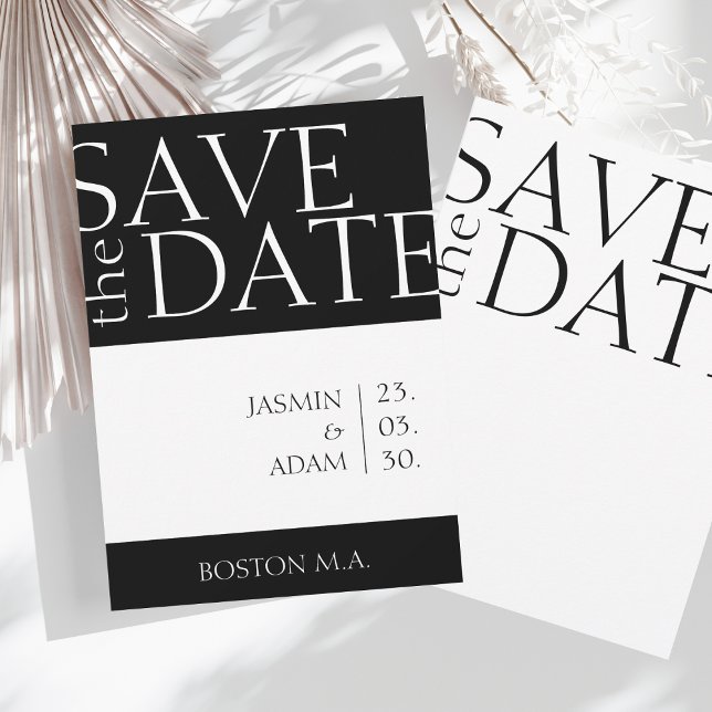 Modern Black White Minimal Typography Wedding Save The Date (Creator Uploaded)