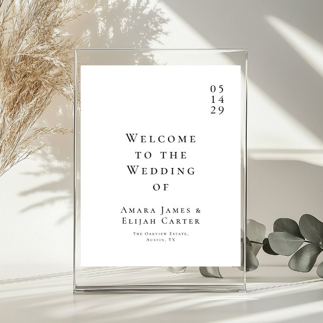Modern Black &  White Minimal Wedding Welcome Sign (Creator Uploaded)
