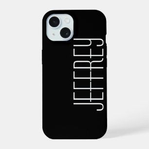 Modern, Black & White, Minimalist Jumbo Name iPhone 15 Case