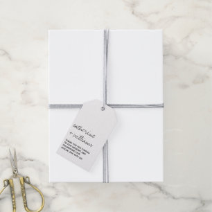 Modern Black & White Minimalist Script Wedding Gift Tags