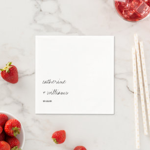Modern Black & White Minimalist Script Wedding Napkin