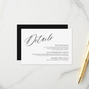 Modern Black & White Minimalist Wedding Details Enclosure Card
