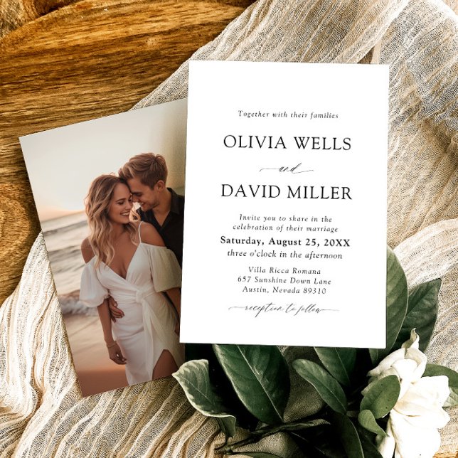 Modern Black & White Minimalist Wedding Invitation (Creator Uploaded)