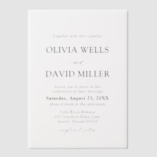 Modern Black & White Minimalist Wedding Vellum Invitations