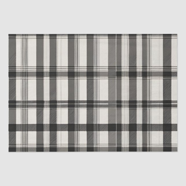 Modern Black White Monochrome Plaid  Tissue Paper (Front)
