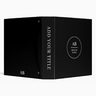 Modern Black & White Monogram Design Binder