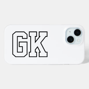 Modern Black White Monogram Initials iPhone 15 Case