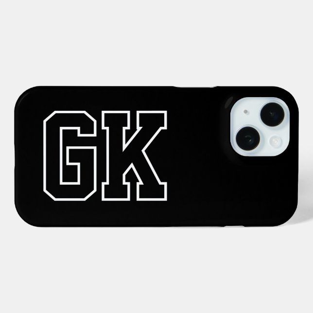 Modern Black White Monogram Initials Case-Mate iPhone Case (Back (Horizontal))