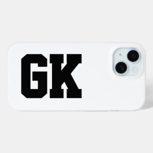 Modern Black White Monogram Initials iPhone 15 Case