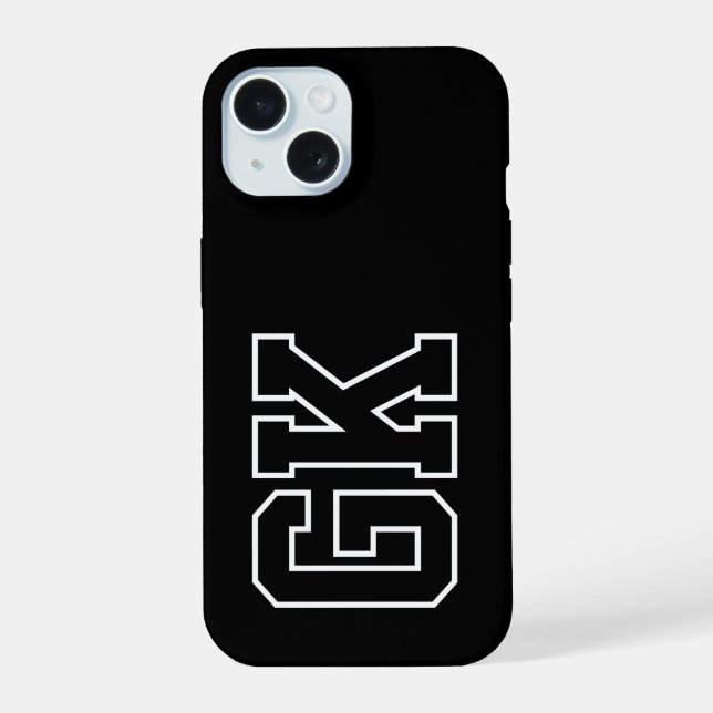 Modern Black White Monogram Initials iPhone 15 Case (Back)