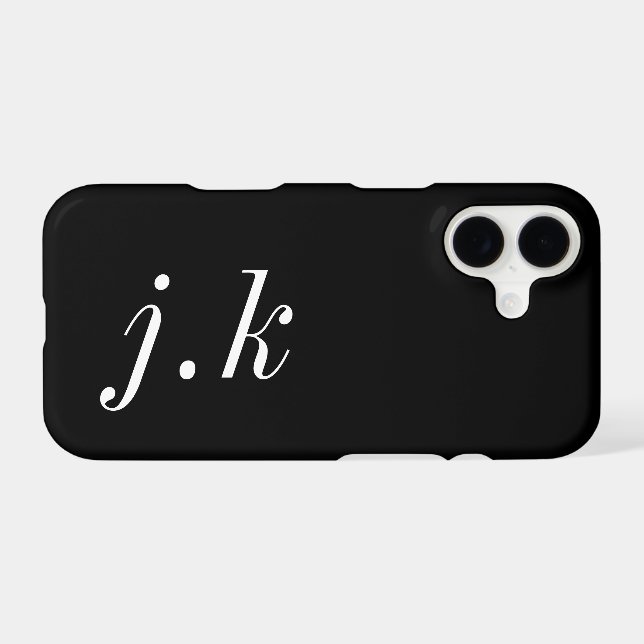 Modern Black White Monogram Name (Back (Horizontal))