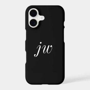 Modern Black White Monogram Name