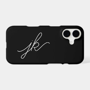 Modern Black White Monogram Name