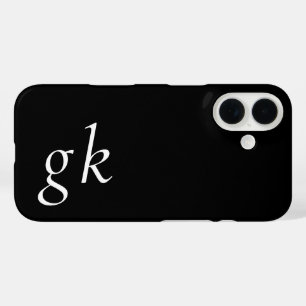 Modern Black White Monogram Name iPhone 16 Case