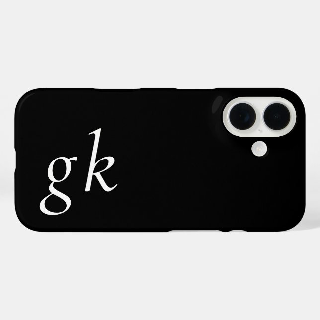 Modern Black White Monogram Name Case-Mate iPhone Case (Back (Horizontal))