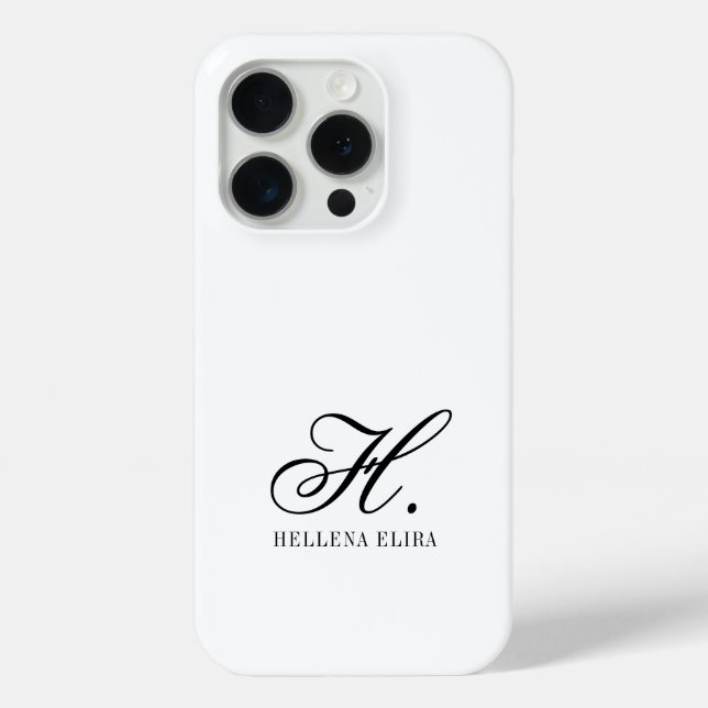 Modern Black White Monogram Name Case-Mate iPhone Case (Back)