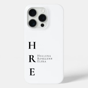Modern Black White Monogram Name iPhone 15 Pro Case