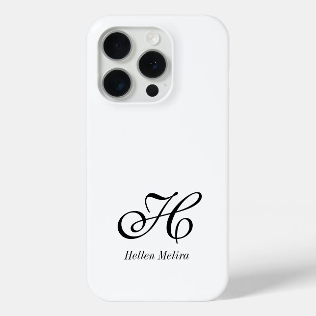 Modern Black White Monogram Name Case-Mate iPhone Case (Back)
