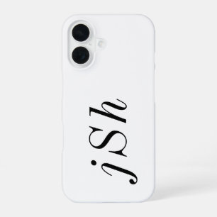 Modern Black White Monogram Name iPhone 16 Case