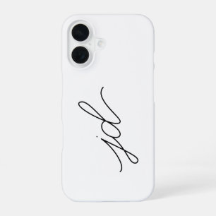 Modern Black White Monogram Name iPhone 16 Case